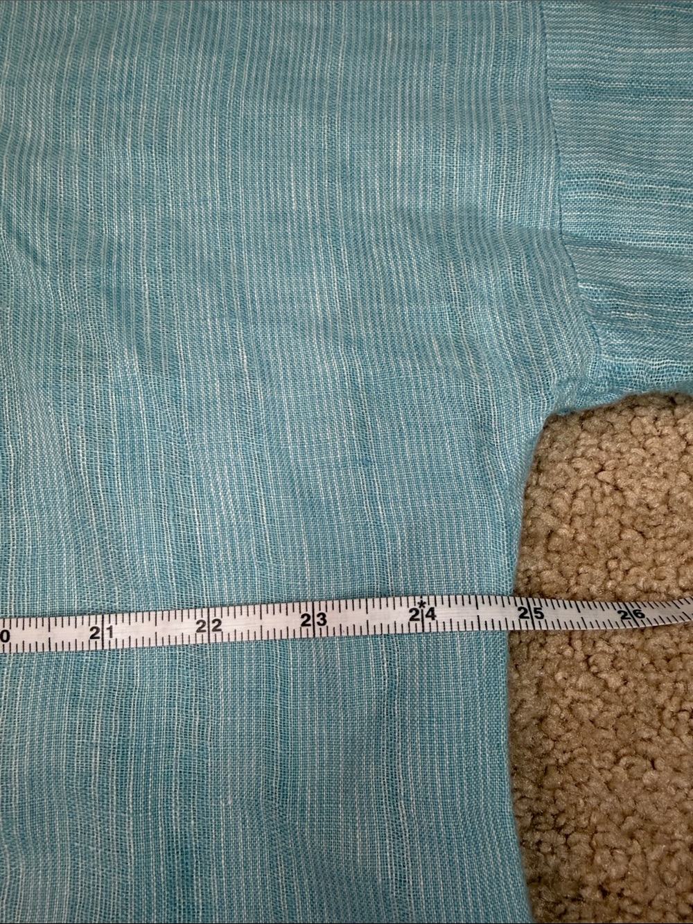 Flax Light Blue 100% Linen Button-Front Oversized Boxy Top Size Medium - Picture 6 of 10